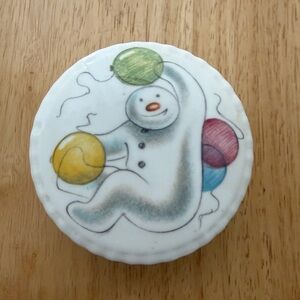 Collectible Royal Doulton Snowman Trinket Box- 1980s